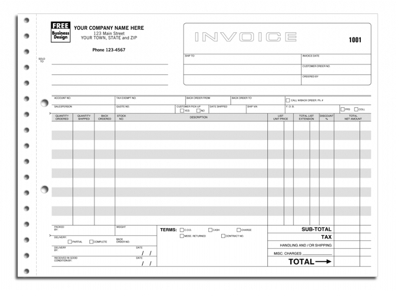 119 - Horizontal Wholesale Invoices Printing