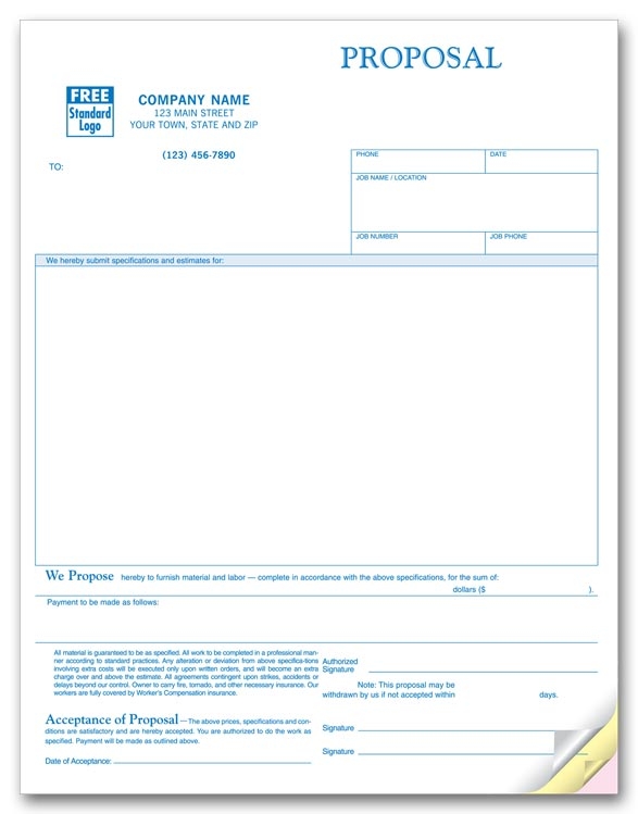 Give your customers all of the details on your proposed job with these Laser Parchment Proposals.