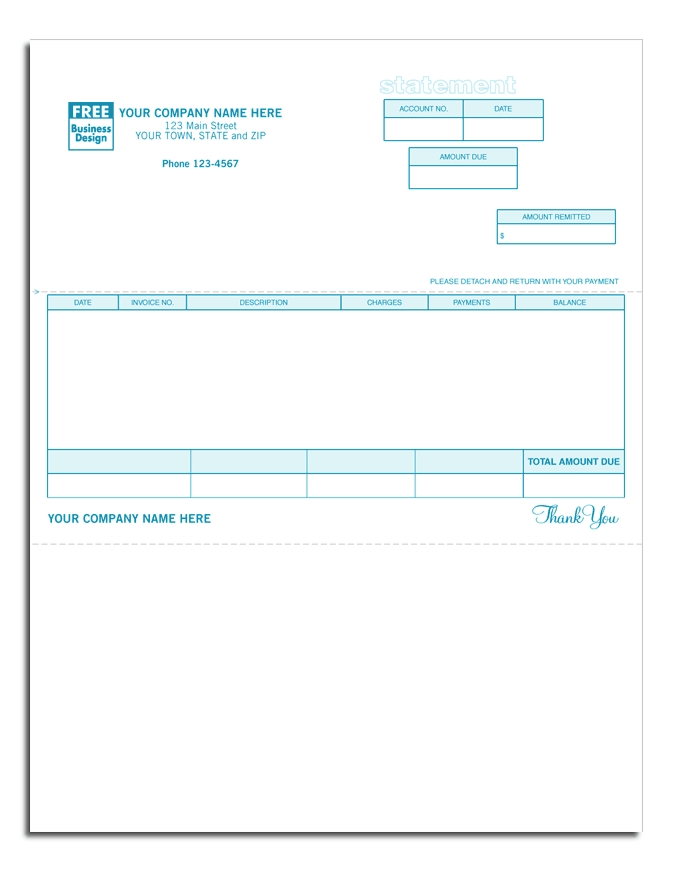 These statements are perfectly easy to read and boast a detachable stub for easy customer payment.