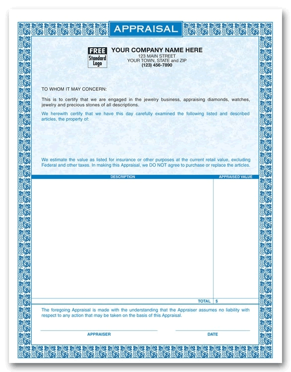 These appraisals can be printed on your computer for accurate appraisal. 
