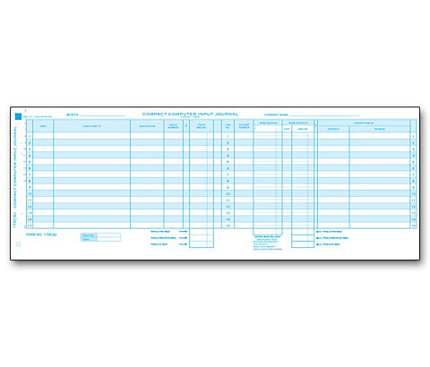  Includes income register, bank account reconciliation and computer input on reverse side.