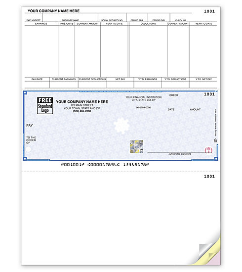 These Microsoft® Laser Checks are perfect for MS® software. Two detachable stubs. For use with inkjet or laser printers.
