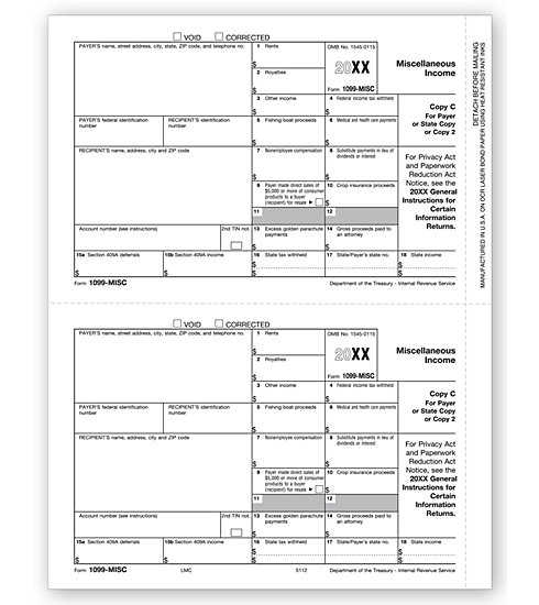 TF5112 - Tax Forms - Laser 1099-MISC - Payer/State Copy C