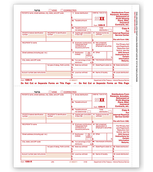 TF5140B - Laser 1099-R Federal Copy A, Bulk