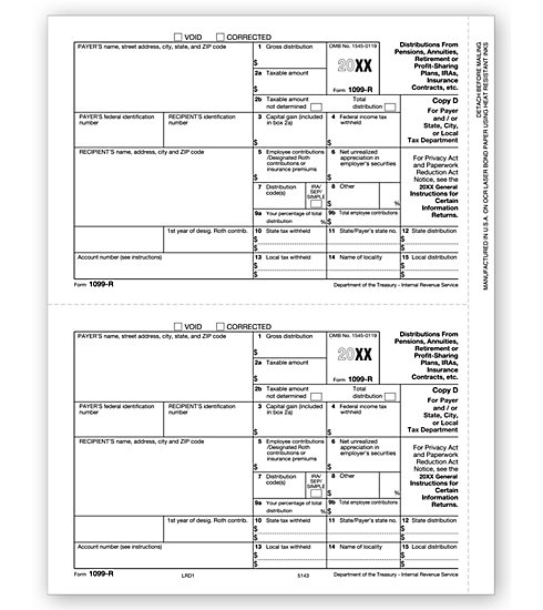 TF5143B - Laser 1099-R - Payer, State, City or Local Copy D