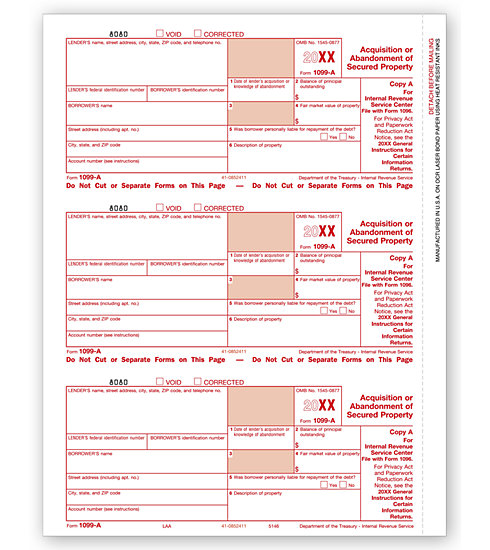 TF5146 - IRS Approved Tax Forms - Laser 1099 A - Copy A
