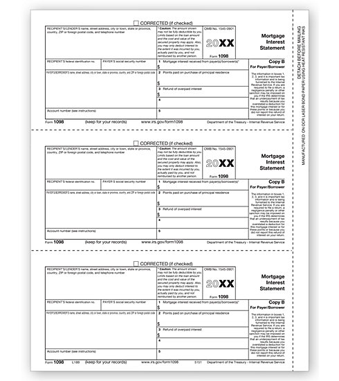 TF5151B - Laser 1098 Form - Mortgage Interest Copy B - Bulk