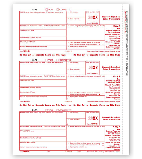 TF5160B - Laser 1099-S - Federal Copy A, Bulk
