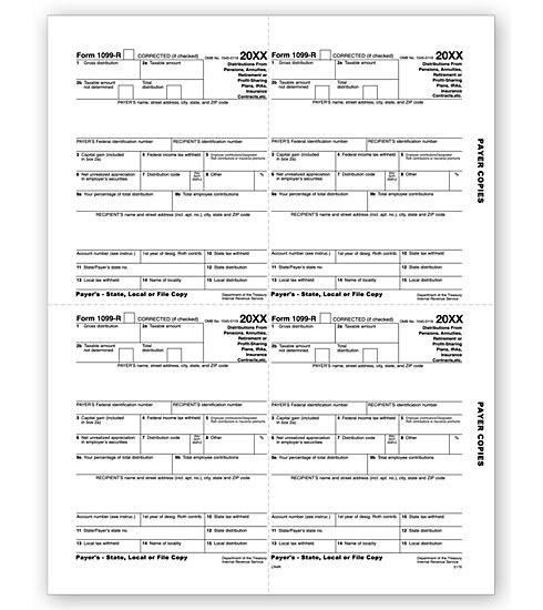 TF5176 - IRS Tax Forms - Laser 1099 R - Payer, State, Local or File Copy