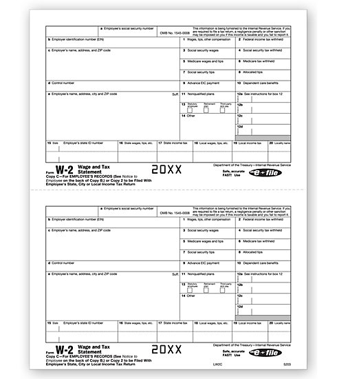 TF5203 - Laser W-2 - Employee Copy 2/Copy C