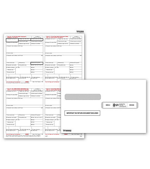 TF5205E - Laser W-2 Forms - 4-Up Laser W-2's