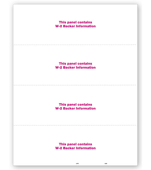 TF5208B - Blank Laser W-2 Form - Horizontal Format, 4-Up - Bulk