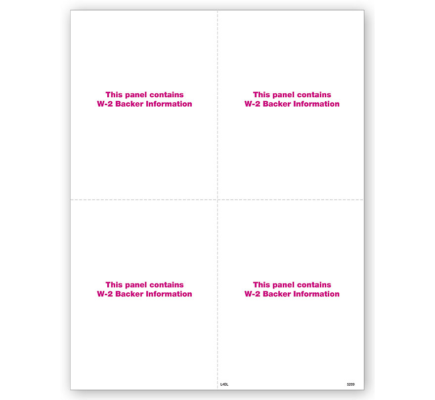 TF5209B - Blank Laser W-2 Form - Vertical Format, 4-Up - Bulk Carton