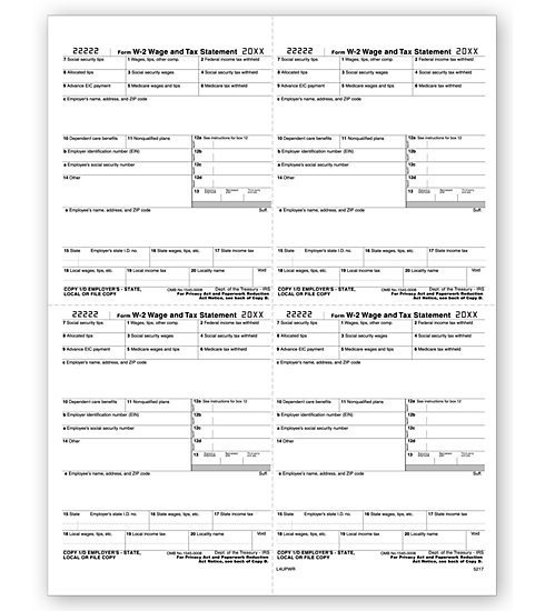 TF5217 - Laser W-2 Form - Employee W, 4-Up
