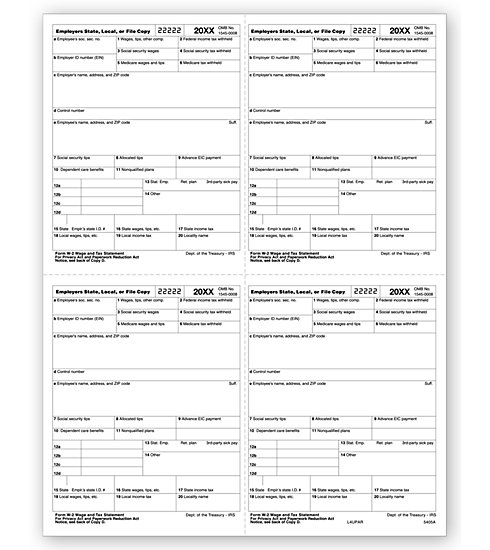 TF5405A - Laser W-2 Form - P Format, 4-Up, Green