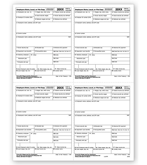 TF5405B - Laser W-2 Form - 4-Up, Bulk