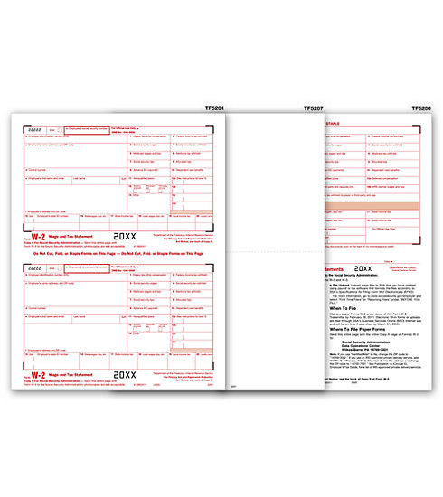 TF6007 - Blank Laser W-2 Form - 2-up - 6-Part