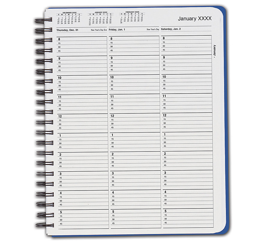 See a full week at a glance with the TimeScan appointment book. Easy to view appointments, 15 minutes at a time.