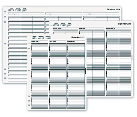 See a full week at a glance with the TimeScan appointment book. Easy to view three days of appointments on one-page and bound