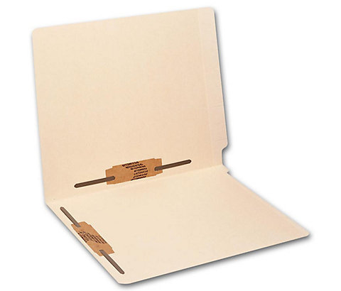 Durable 11 pt manila stock with 1 top and 1 side fastener with 2" capacity.