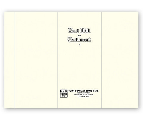 Steel engraved. Last Will and Testament of engraved heading at top, personalization at bottom in choice of typestyle.
