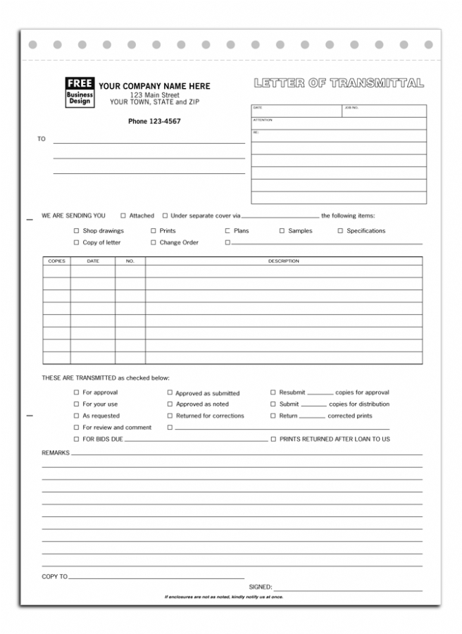 240 - Customized Letters of Transmittal
