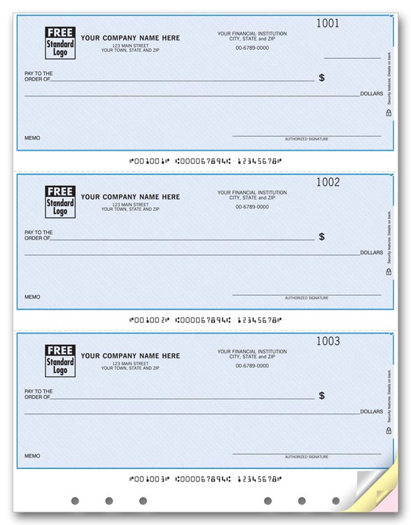 DLA110 - Lined & Hole-Punched 3-Up Laser Multipurpose Check, Single