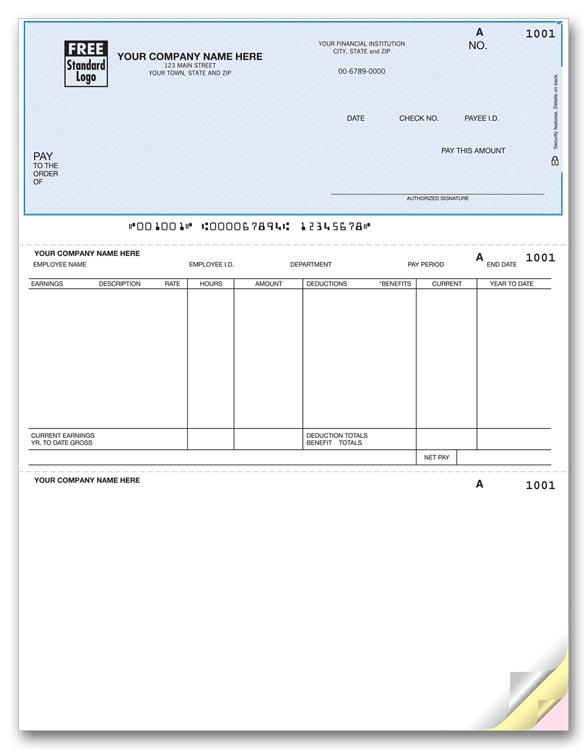 DLT308 - Personalized Laser Payroll Checks, with Benefits