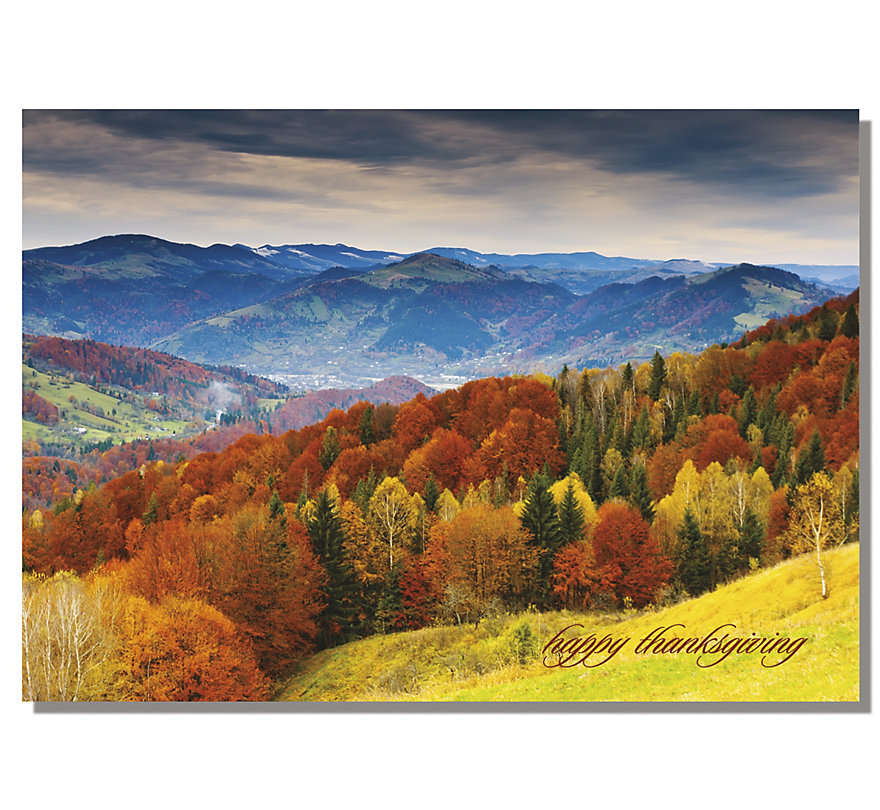 Custom printed Thanksgiving cards for mountain lovers.