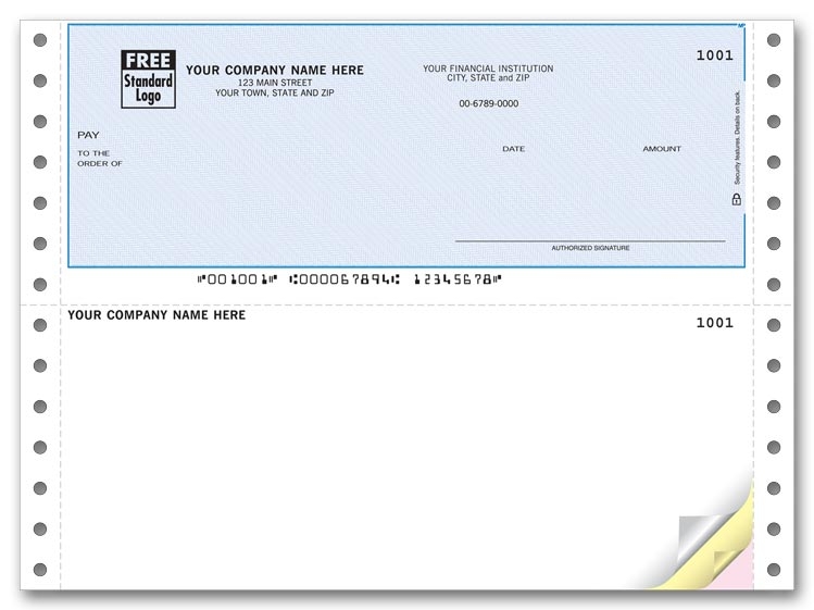These pin feed business checks are versatile and can be used with various software. For use with pin-feed printers.
