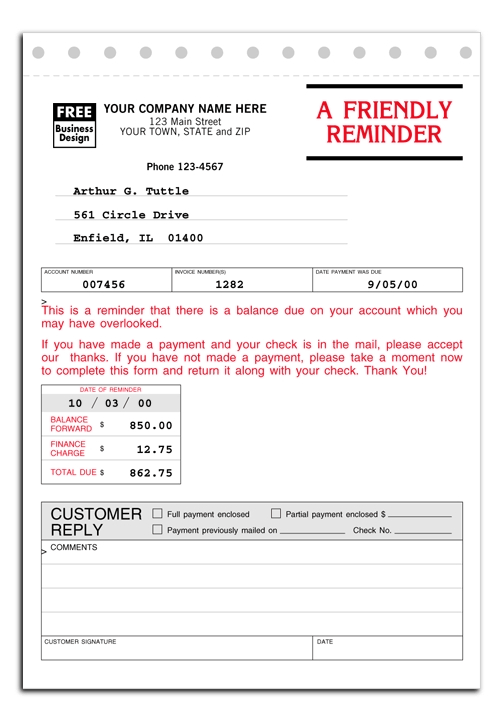 4504 - Past Due Notices System with Finance Charge