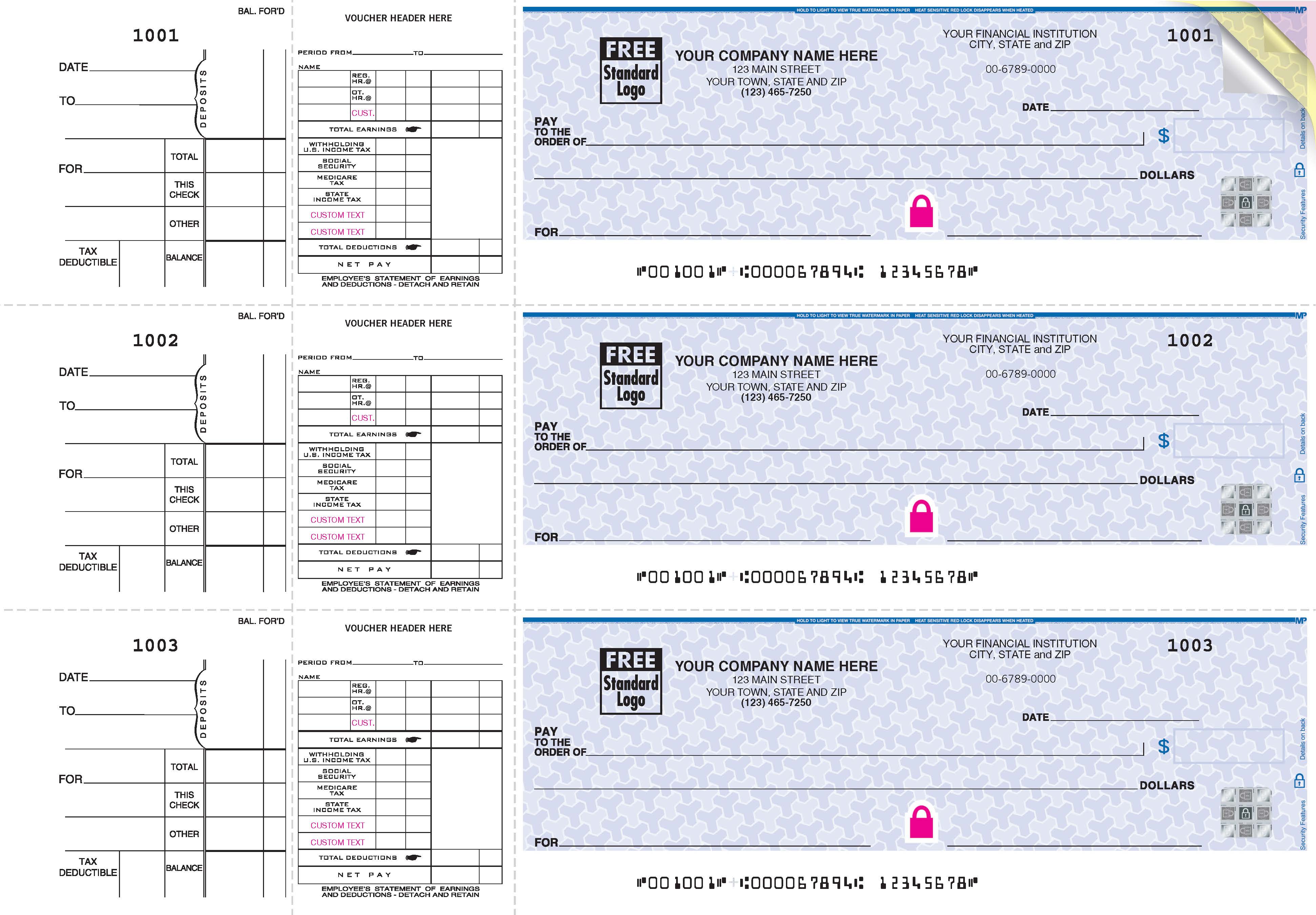 53226DS - 3-On-A-Page Payroll Checks