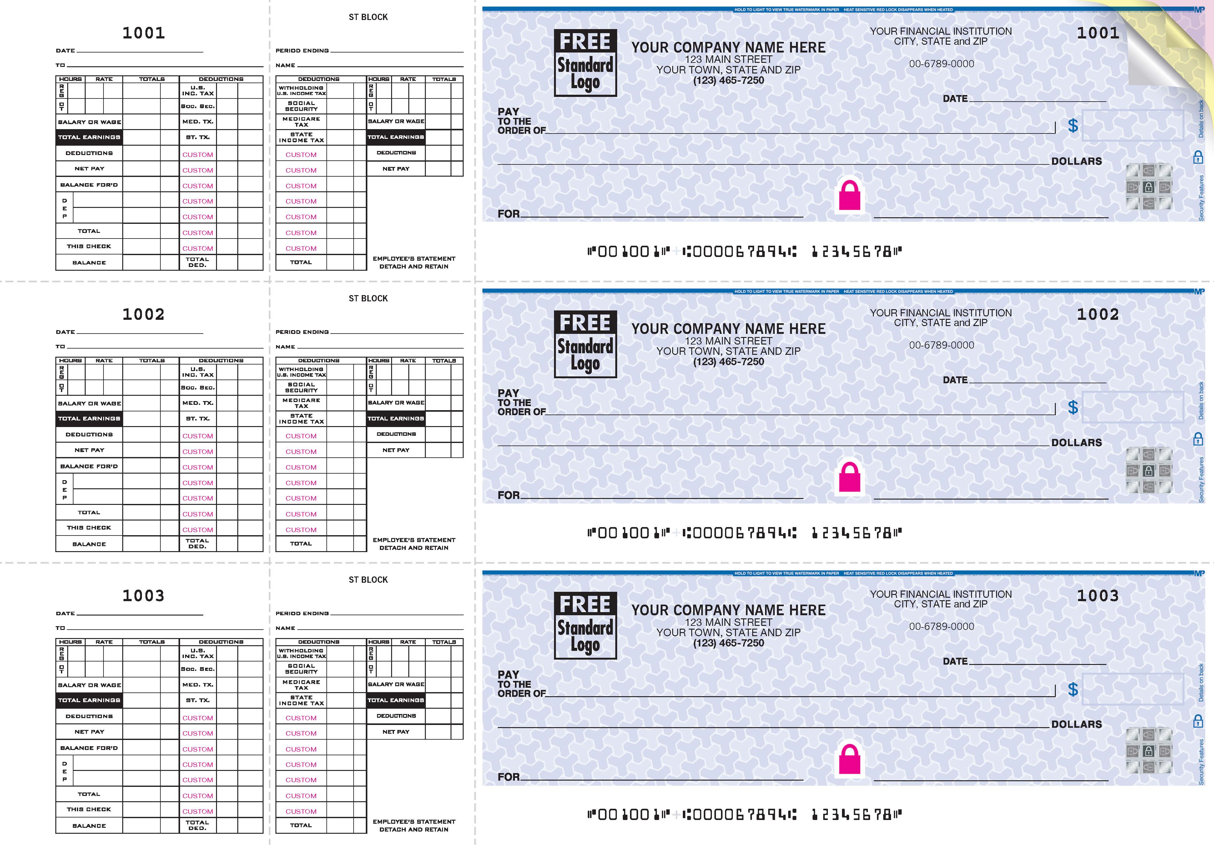 53229DS - HS 3-To-Page Payroll Check with Maximum Deductions