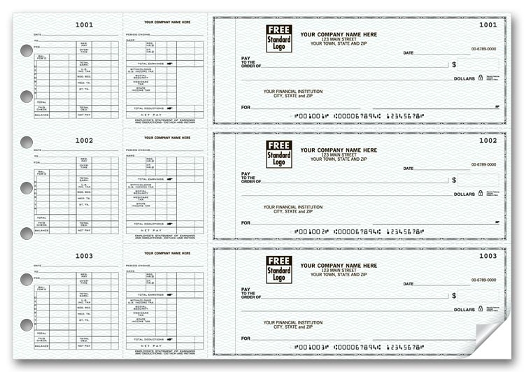 53263N - 3-On-A-Page Hourly Payroll Check