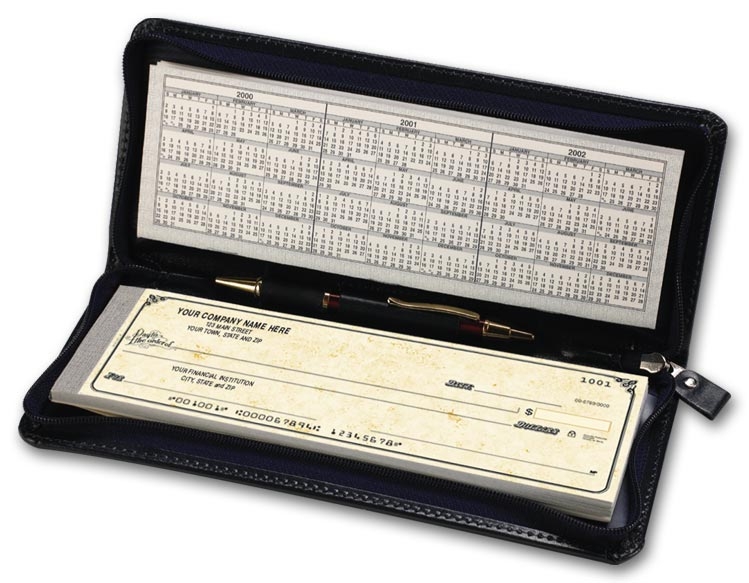 59002 - Leather Check Holder with Zipper