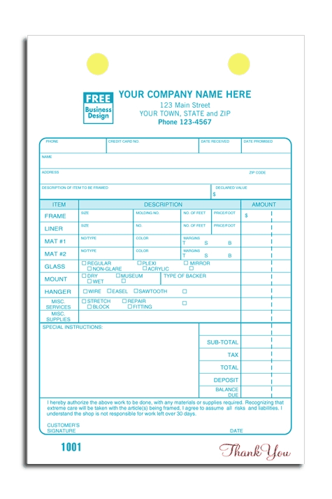 615 - Framing Order Forms | Custom Framing Order Forms