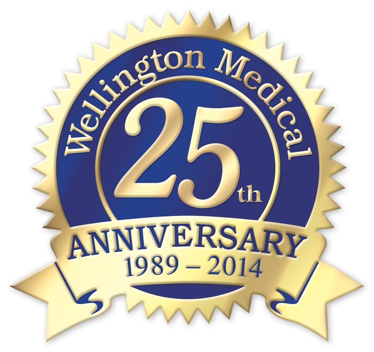 Custom printed rolls of anniversary labels with a seal and ribbon shape. Selection of colors available.