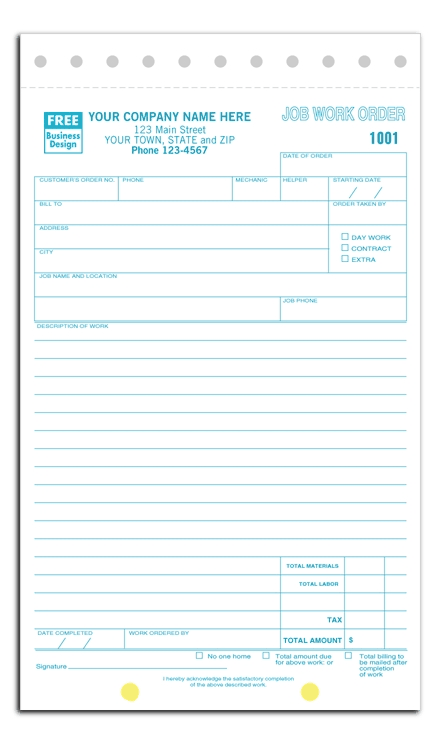 6558 - Carbonless Job Work Orders