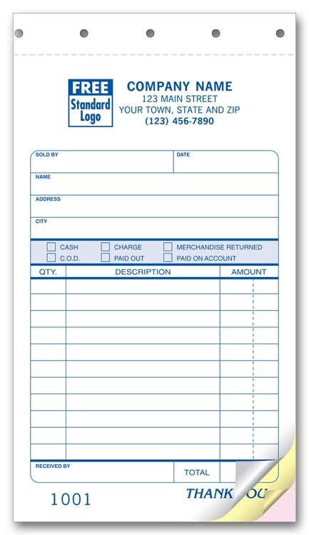 Handy receipts with plenty of room to record your information.