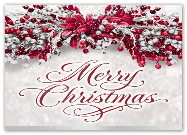 Budget Christmas card with charmingly expressive tidings imagery with personalization options
