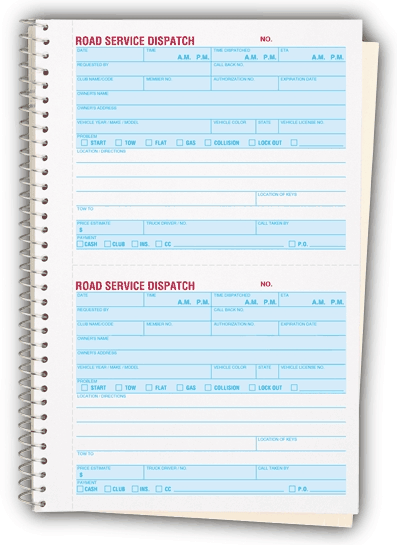 8851 - Road Service Dispatch Books