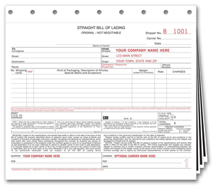 Carbon Copy Straight Bills of Lading