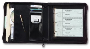 3-Ring Deskbook Check Portfolio, Vinyl
