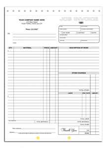 Carbon Copy Job Invoices