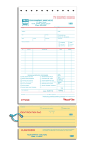 TV Repair Invoices, Carbon Copy