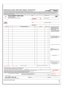 Carbonless Straight Bills of Lading  - Hazard Materials