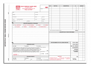 Carbon Copy Motorcycle Engine Repair Orders