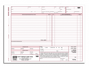 Auto Repair Order Forms with Key Tag