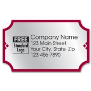 Silver foil labels with red border