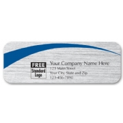 Brushed Silver Label with Blue Arc